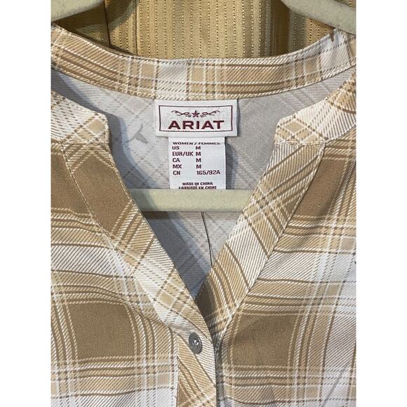 ARIAT Women's Sevilla Button Plaid Top Size M, New with Tags 3/4 Bell Sleeve0 - Picture 2 of 9